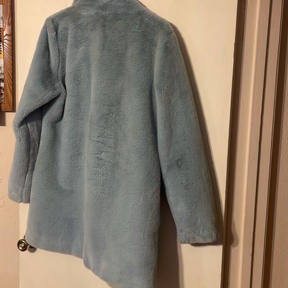 Baby Blue Faux Fur Coat - Picture 4 of 5
